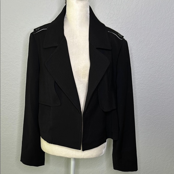 Tahari Women’s Open Front Cropped Trench -style Black 12P - Picture 1 of 10